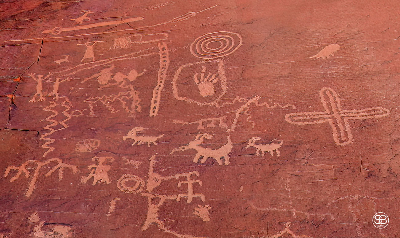 Atlatl-Rock-Petroglyphs,-Valley-of-Fire-State-Park,-Moapa-Valley,-Near-Overton,-Nevada-by-SB-Studios-2024